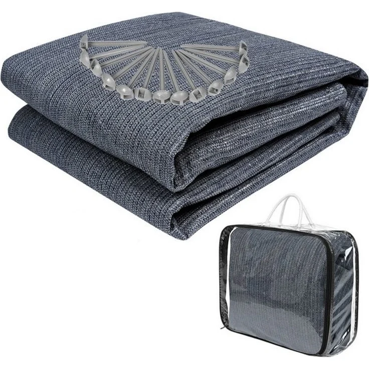 FIVMEN Outdoorteppich Vorzeltteppich Camping Matte HDPE Markisenteppich Bläulich-grau, 2x2m, mit Aluminiumschlaufen Zeltunterlage+Tragetasche Verschiedene Größen – Bild 4