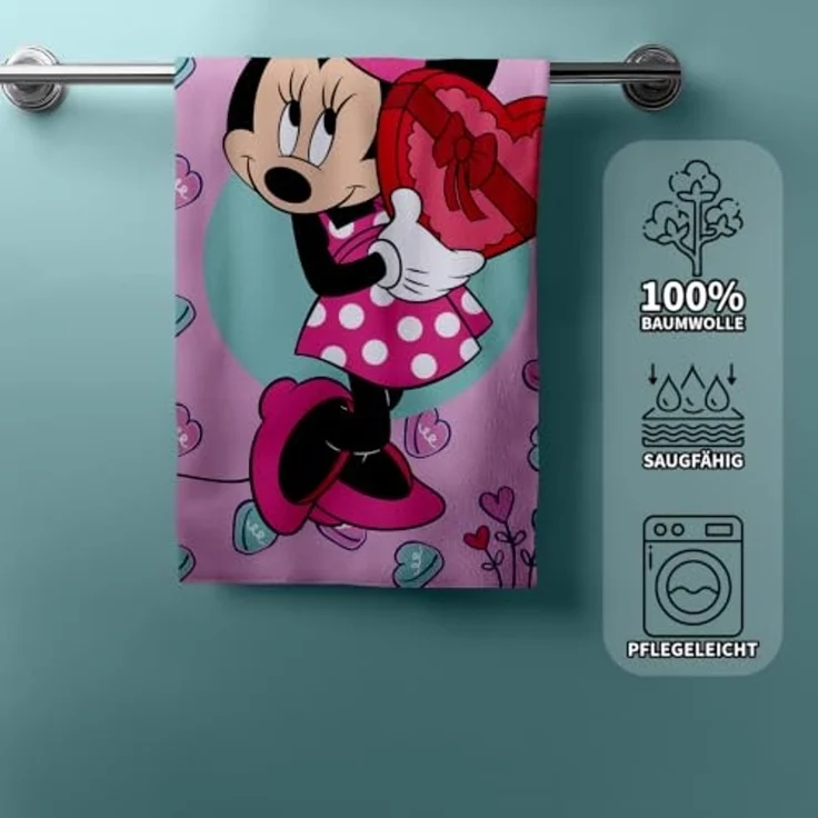 Disney Minnie Mouse Duschtuch Strandtuch Badetuch pink 70 x 140 cm – Bild 3