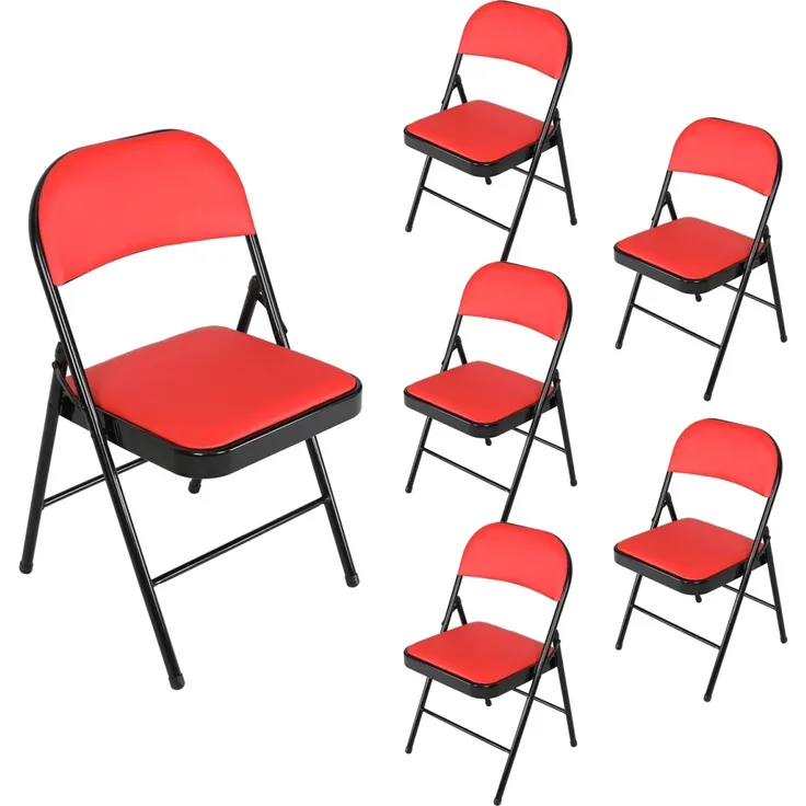 HTI-Living Wedigo Kunstleder Rot-Schwarz 6er-Set Klappstuhl