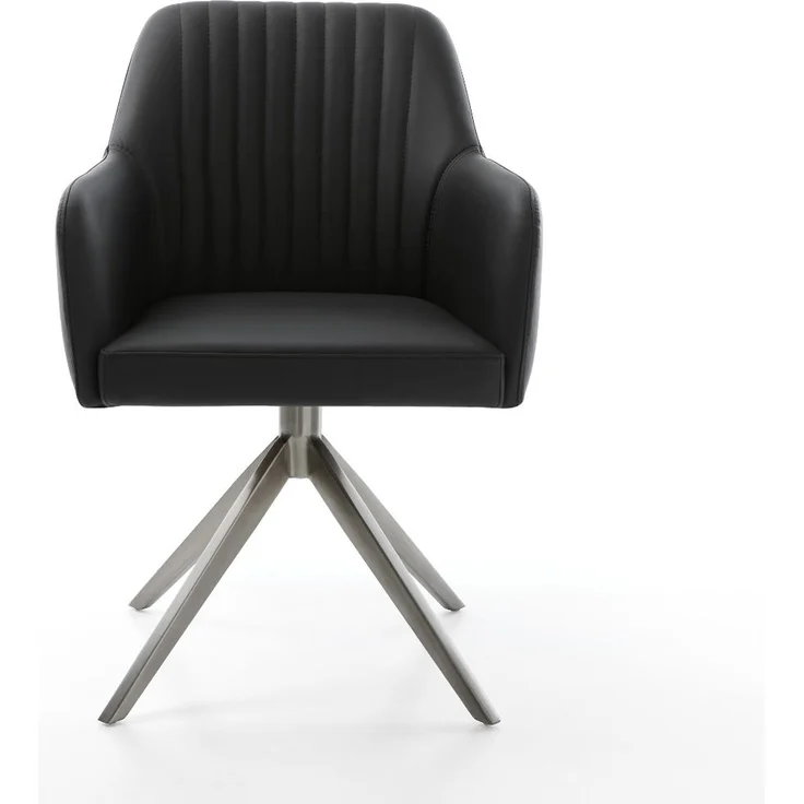 Drehstuhl Greg-Flex Echt-Leder Schwarz Kreuzgestell breit Graphit 360° drehbar Wippfunktion Taschenfederkern – Bild 2