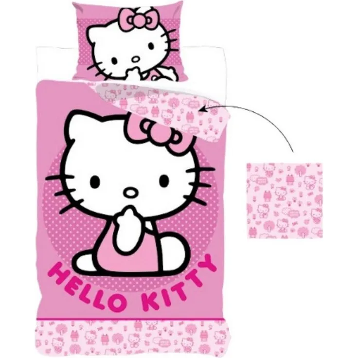 Hello Kitty Bettwäsche-Set für Kinder – Weicher Bettbezug 140x200 cm mit Kissenbezug 60x70 cm