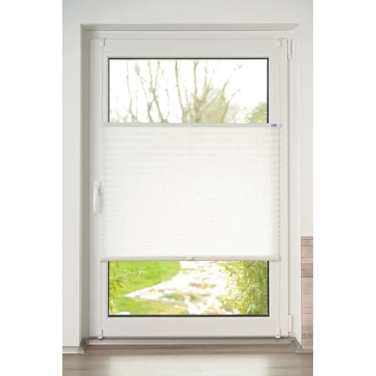 K-home Klemmfix-Plissee, Elba Bedruckt Weiß, 55x130 cm (B x L) Modern, 400777-21