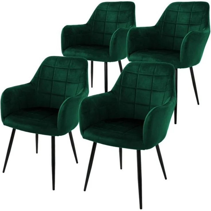 ML-DESIGN Stuhl Esszimmerstuhl ergonomisch & gepolstert, Esstischstuhl mit Rückenlehne (4 St), Wohnzimmerstuhl Dunkelgrün Samtbezug Küchenstuhl Polsterstuhl – Bild 4