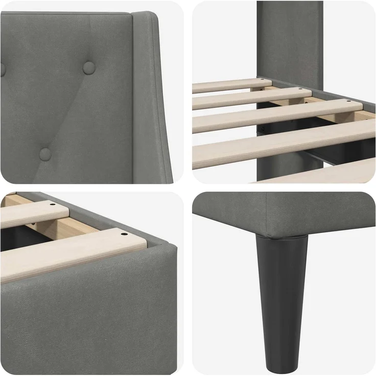 vidaXL Bettrahmen mit Kopfteil Dunkelgrau 100 x 203 cm Samt 42027462 – Bild 7