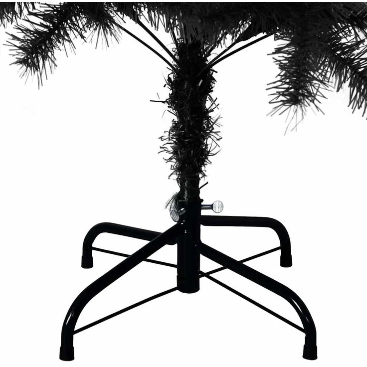 vidaXL Weihnachtsbaum mit LED-Beleuchtung Schwarz 150 cm PVC und Stahl 3396465 – Bild 12