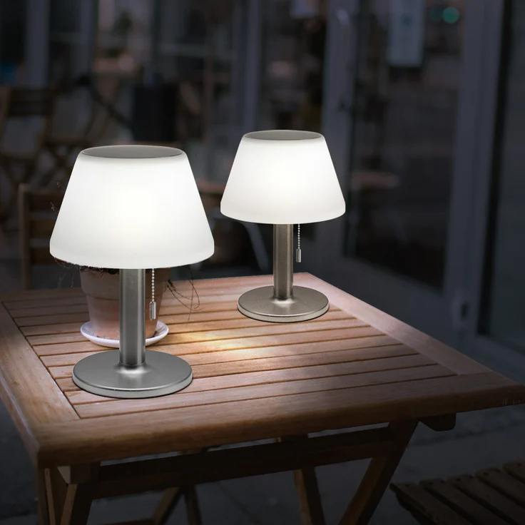 2er Set LED Solar Tischleuchte, Kunststoff, weiß, Höhe 28 cm – Bild 3