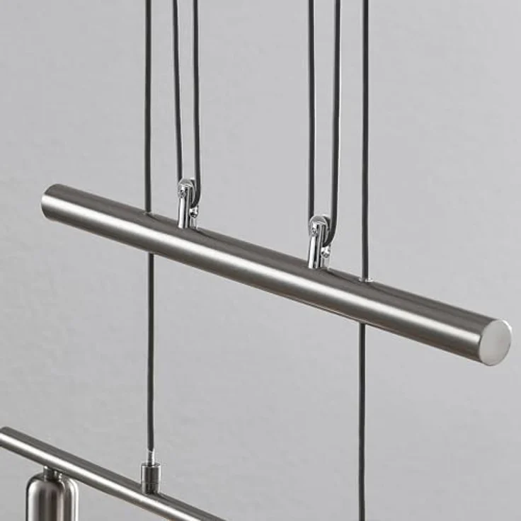 Lindby Pendellampe Delira, 3-flg., nickel, höhenverstellbar mit weißen Glasschirmen – Bild 6