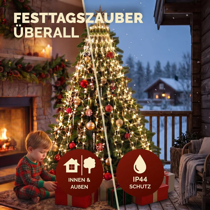 Monzana® Weihnachtsbaumbeleuchtung mit Ring 3m 640 LED Lichterkette – Bild 6