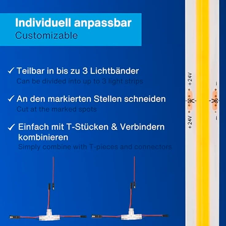REV LED für Akustikpaneele - 3m, selbstklebend, dimmbar, zuschneidbar, inkl. LED-Profil - unsichtbar in ausgeschalteten Zustand – Bild 5