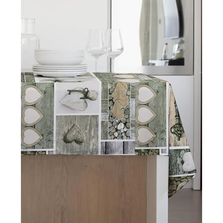 Gemitex Traditionelle Tischdecke, Plüsch, gewachst, wasserdicht und schmutzabweisend, Dekor 4144 Shabby Chic, grau, ideal für rechteckige Tische für 6/8 Personen, 140 x 180 cm, hergestellt in Italien, – Bild 2