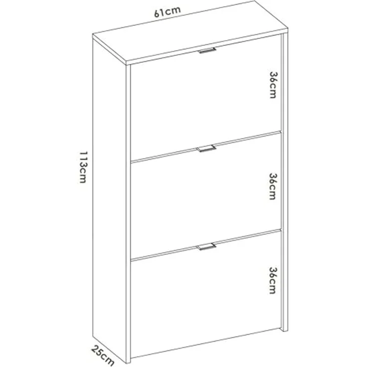 Dmora - Schuhregal Vignole, Platzsparendes Schuhregal für den Eingangsbereich, Schuhschrank mit 3 Klapptüren, 61x25h113 cm, Weiß – Bild 2