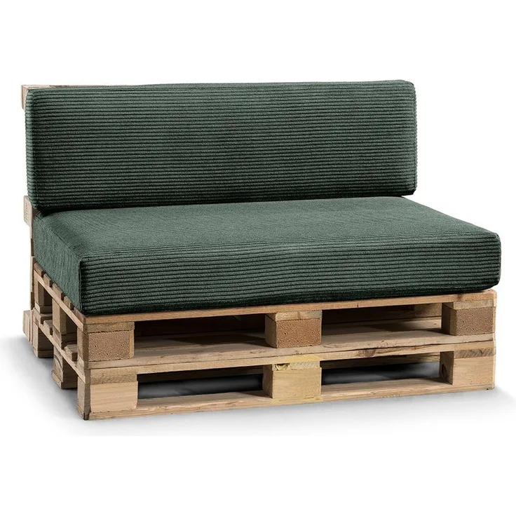 Gutekissen® Palettenkissen Gerippte Kissen, Palettenauflagen Sitzkissen Rückenlehne Gerippt PFL (Set (Sitzkissen 120x80 +Rückenlehne 120x40), Grün)