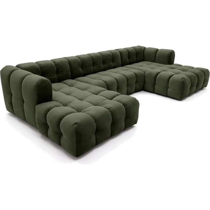 Wohnlandschaft Sofa U-Form SOLVIE in Stoff Tiffani Grün – Bild 2