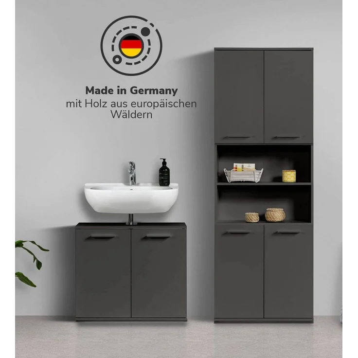 mokebo Badmöbel-Set Der Steuermann, (2-teilig), Unterschrank & Beistellschrank fürs Bad in Schwarz – Bild 2
