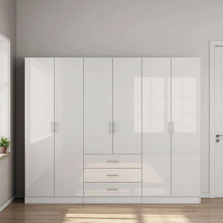 OTTO home Kleiderschrank Trento Schlafzimmerschrank Garderobe hochglanz Bestseller Schrank mit 6 Türen und 3 Schubladen, höchglänzende Fronten – Bild 5
