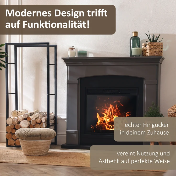Kaminholzregal schwarz, Metallregal 60x25x100 cm, Brennholzregal – Bild 3