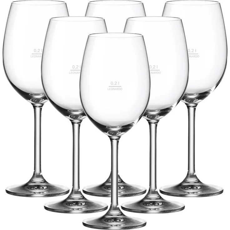 Leonardo DAILY Weißweinglas 0,2 l geeicht 6er Set "Gastro-Edition"