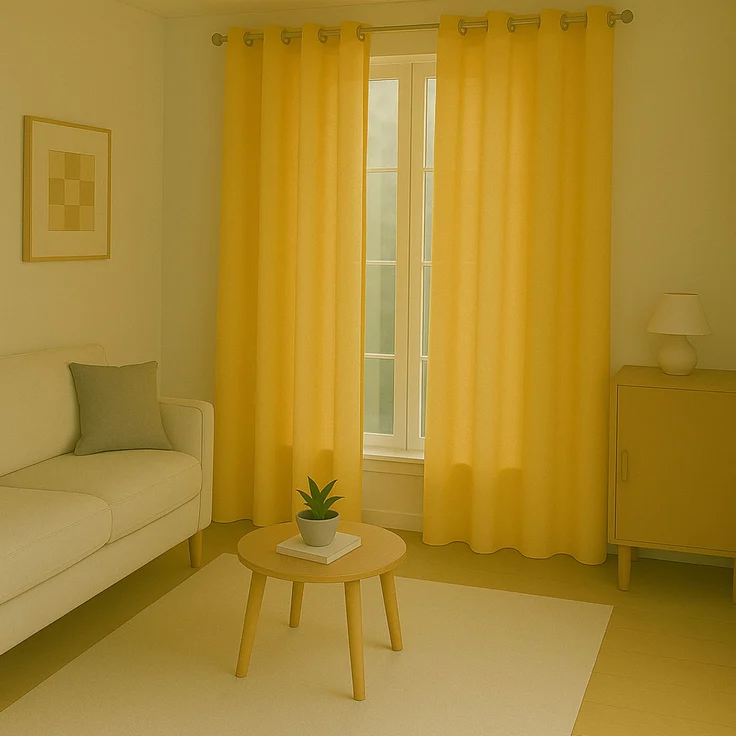 Gardine mit Ösen *** x *** cm ( Breite x Länge ) in ***, blickdichter Vorhang, Ösenvorhang in vielen Variationen 140x225 cm Gelb – Bild 5