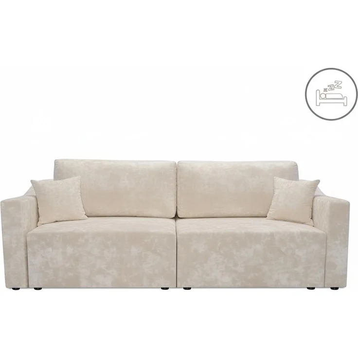 Wohnero24 Schlafsofa MONELLA 234x100 cm – modernes Sofa mit Schlaffunktion 154x200 cm & 2 Bettkästen, RIVIERA Veloursstoff in Beige – Bild 3