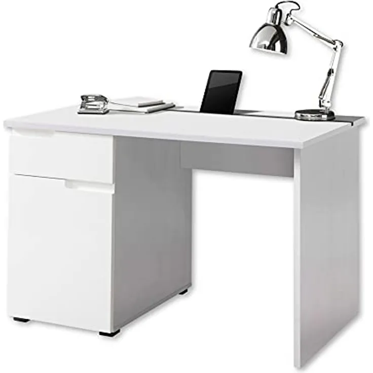 'Spice' Schreibtisch, MDF weiß Hochglanz, 120 x 76 x 67 cm
