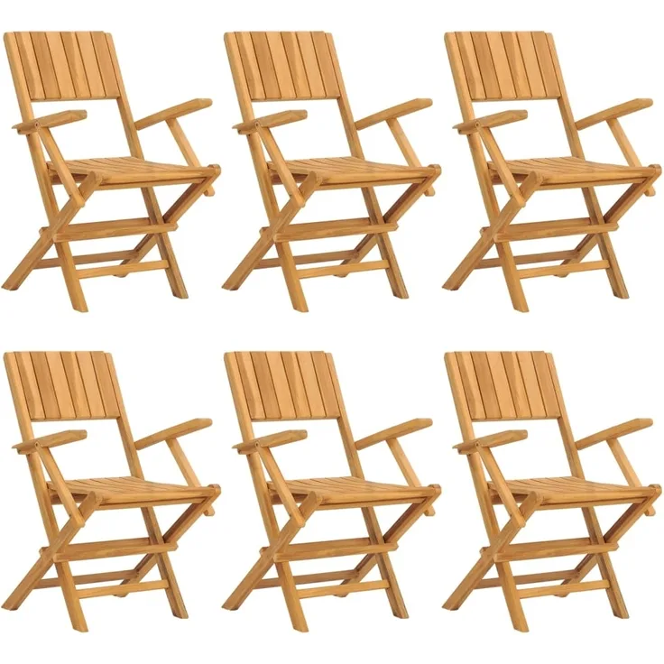 vidaXL Gartenstühle 6 Stk. Klappbar 55x61x90 cm Massivholz Teak 3155062