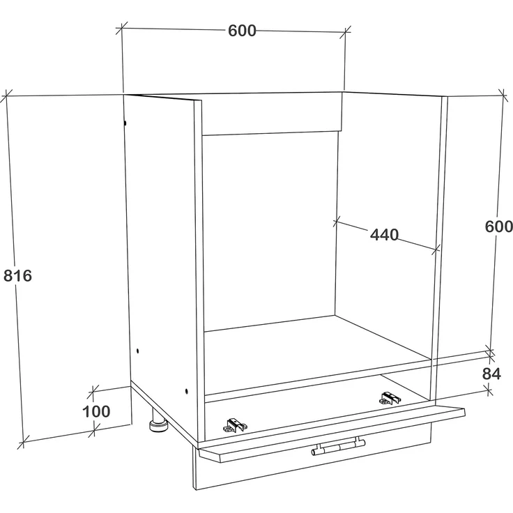 VCM Küchenmöbel Herdumbauschrank & Ofenschrank Esilo 919013 Weiß / Anthrazit H. 82 x B. 60 x T. 46 cm – Bild 5