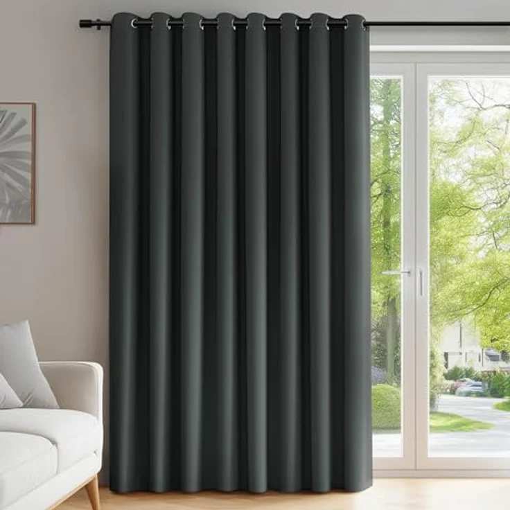 Deconovo Verdunklungsgardinen Extra Breite Vorhänge mit Ösen Dunkelgrau | 1 Stück, H242 x B254 cm, Thermo Vorhänge gegen Hitze, Gardinen für Wohnzimmer und Schlafzimmer, Sichtschutz, Blackout Curtain – Bild 1