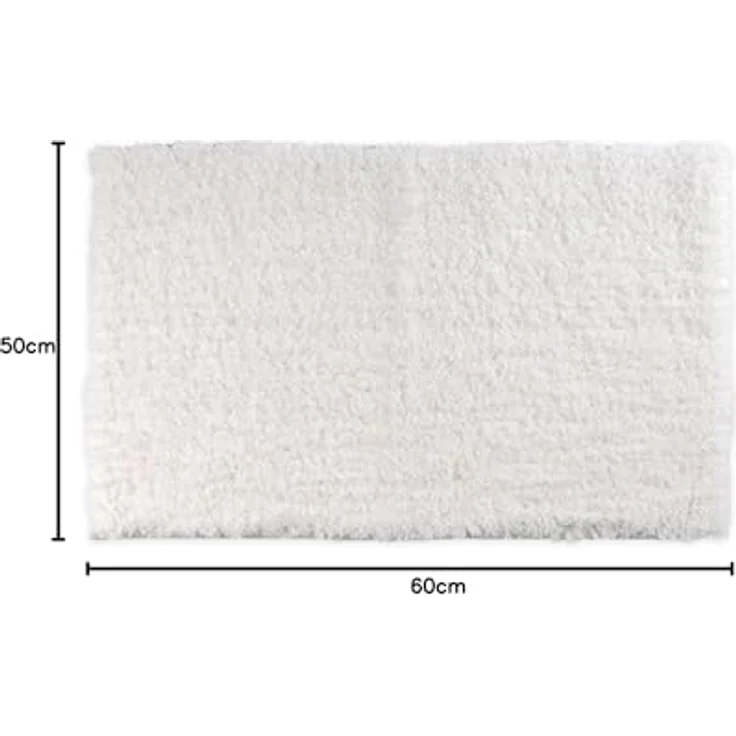 Floordirekt Badematte Sky, Hochflor Badezimmerteppich, weich, rutschhemmend, schnell trocknend, geeignet für Fußbodenheizung, eckig & rund, 50 x 60 cm, Weiß – Bild 2