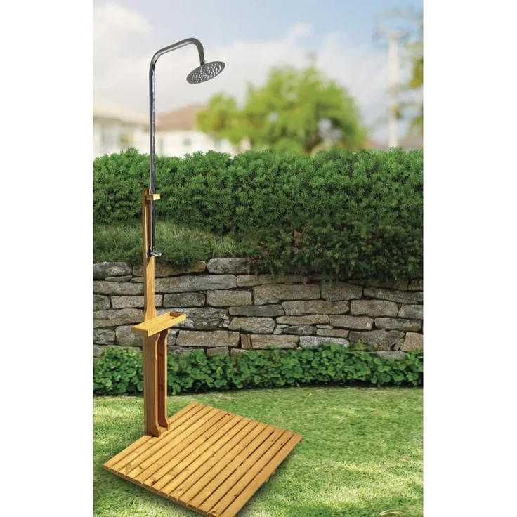 Gartendusche aus geöltem Kiefernholz mit verzinktem Eisen 75x75x221cm Dusche Garten – Bild 2