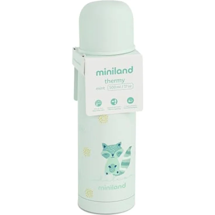 Miniland Thermy Mint 500 ml. Hochwertige Edelstahl-Isolierflasche von hoher Qualität um Flüssigkeiten warm oder kalt zu halten für mehr als 24 Stunden. – Bild 6