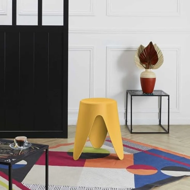 HOME DECO FACTORY, HD0295, Senfgelber Eve-Hocker, Les P'Tits Prix, Zeitgenössisch, Möbel, Sitz, Bank und Hocker, 30x46x30 cm, Sitzhöhe 46 cm, Senfgelb – Bild 2