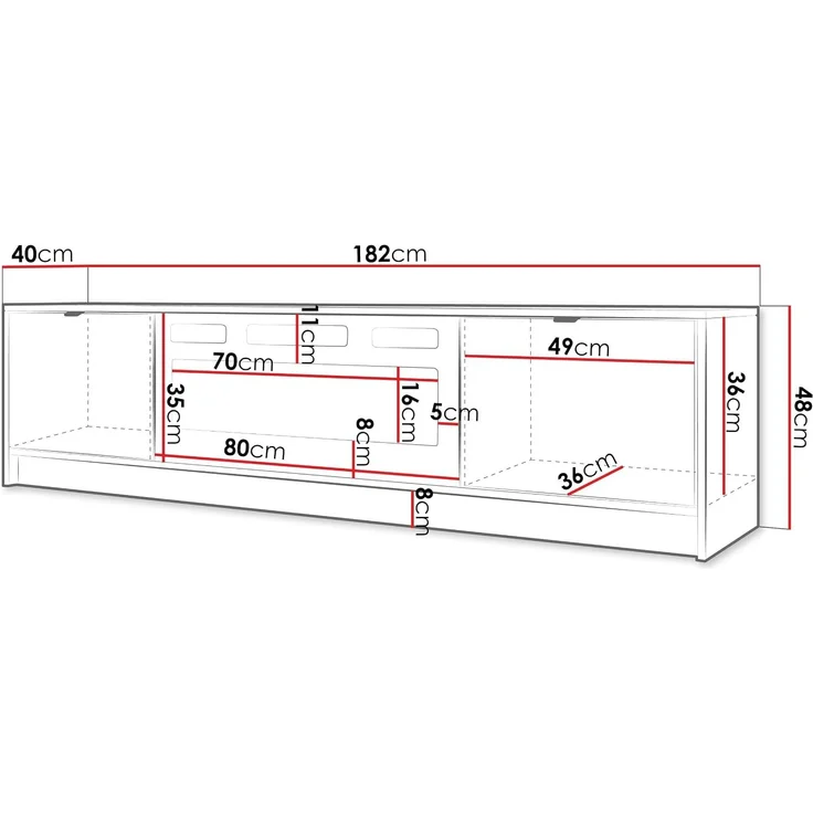 Mirjan24 'Tireno EF' TV-Lowboard mit elektrischem Kamin, Holz weiß, 48 x 40 x 182 cm – Bild 5