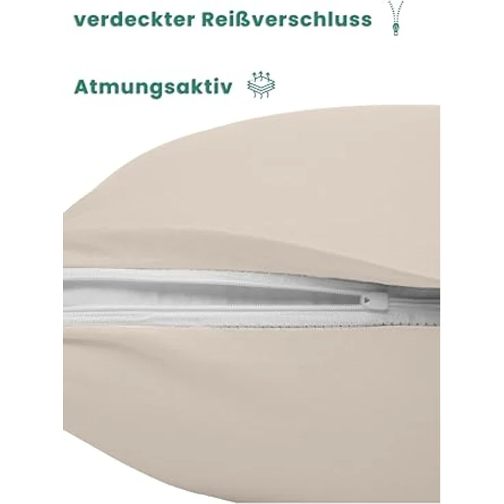 livessa Kissenbezug 2er Set Kissenbezug - Verdeckter Reißverschluss - Kopfkissenbezug, %100 Baumwolle Jersey Stoff 140 g/m², Ultra weich und atmungsaktiv – Bild 3