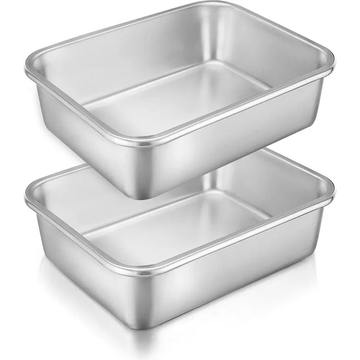 Homikit Edelstahl Auflaufform Set Rechteckig Kuchenform 27x21x8cm