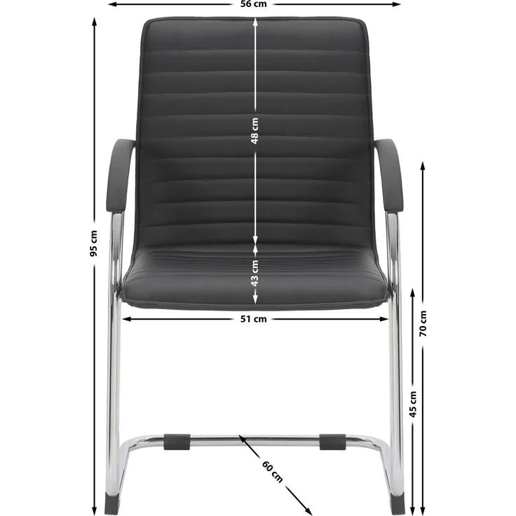 CLP 2er Set Besucherstühle Tira Kunstleder,schwarz – Bild 4