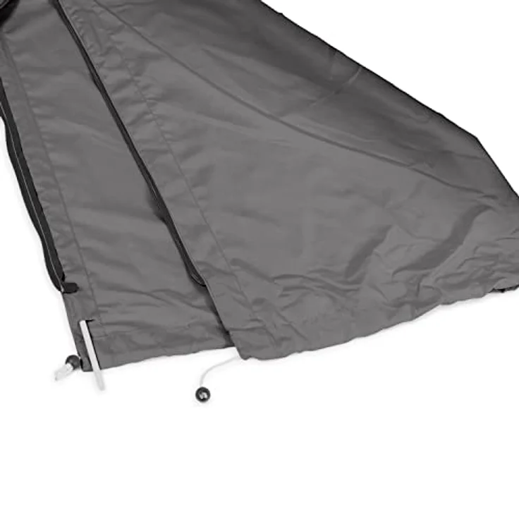 Leco Abdeckhaube Anthrazit für Rechteck-Doppelsonnenschirm 4,7 m x 2,7 m, wetterfestes Polyester mit Reißverschluss und Kordelzug – Bild 2