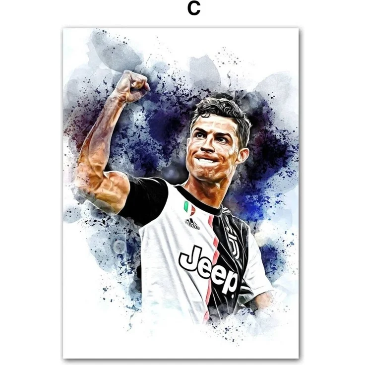Poster Fußballspieler Tor Jubel Lionel Messi und Christiano Ronaldo als Deko Print ohne Rahmen - C / 30 x 40 cm