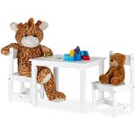 Relaxdays Kindersitzgruppe mit 2 Stühlen, Holz MDF Weiß