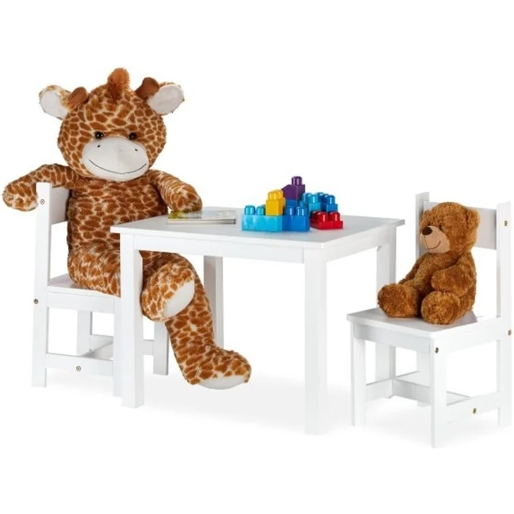 Relaxdays Kindersitzgruppe mit 2 Stühlen, Holz MDF Weiß – Bild 1