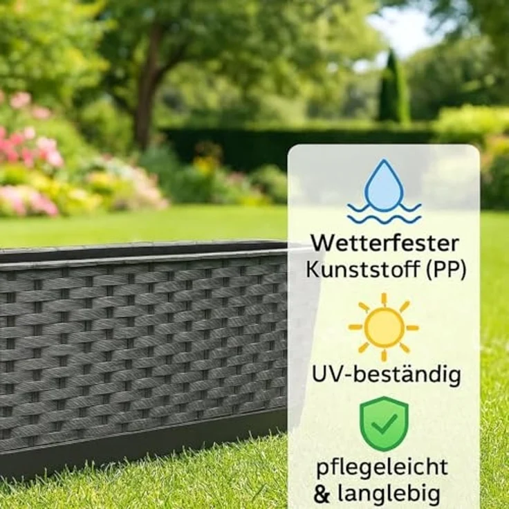 BigDean Blumenkasten mit abnehmbarem Untersetzer Anthrazit 80 cm lang - Balkonkasten (Set, 3 St, Blumenkasten + Untersetzer), Erhöte Ablauflöcher, Stilvoll, Wetterfest, Moderne Optik – Bild 5