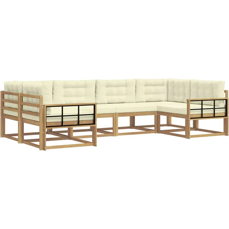 vidaXL Outdoor-Sofagarnitur 6 stk. 6-Sitzer Weiß und Creme 3386944 – Bild 2