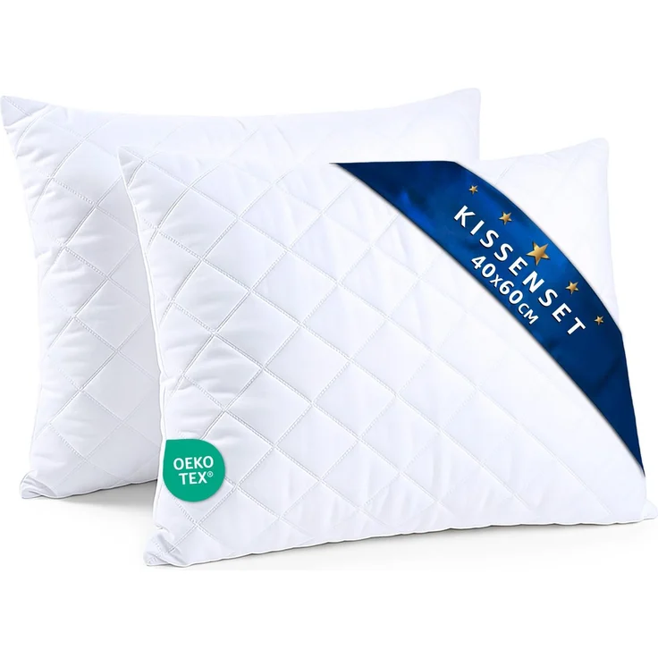 Amazinggirl Kopfkissen 40x60 cm - Kissen Allergiker Schlafkissen Polster Pillow Made in EU und Pillows for Sleeping 60x40 Bett Kissens für Schlafen Oeko-Tex Weiß - 2 Stück