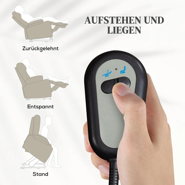 HOMCOM Relaxsessel Sessel mit Aufstehhilfe und Fußstütze (TV-Sessel, 1-St, Fernsehsessel), für Wohnzimmer, Beige – Bild 4