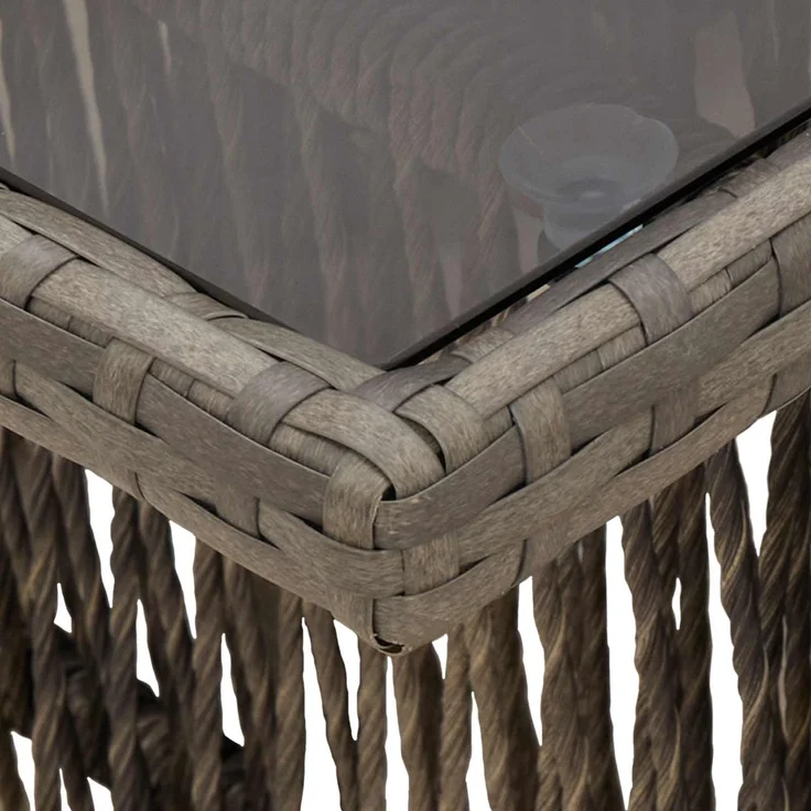 vidaXL Gartentisch Grau 100 x 55 x 37 cm PE Rattan und Glas 42035137 – Bild 7