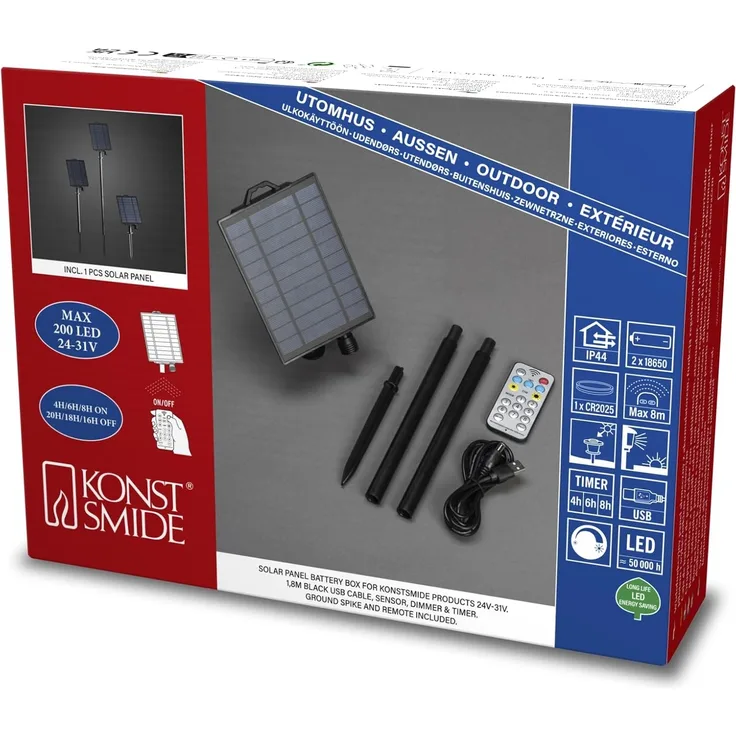 Konstsmide Solar-Batteriebox inkl. Fernbedienung und USB Kabel