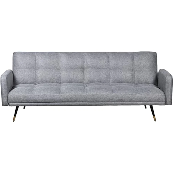 DRW 3-Sitzer-Sofa aus Polyester mit Metallbeinen in Grau, Schwarz und Gold, 193 x 83 x 75 cm – Bild 2
