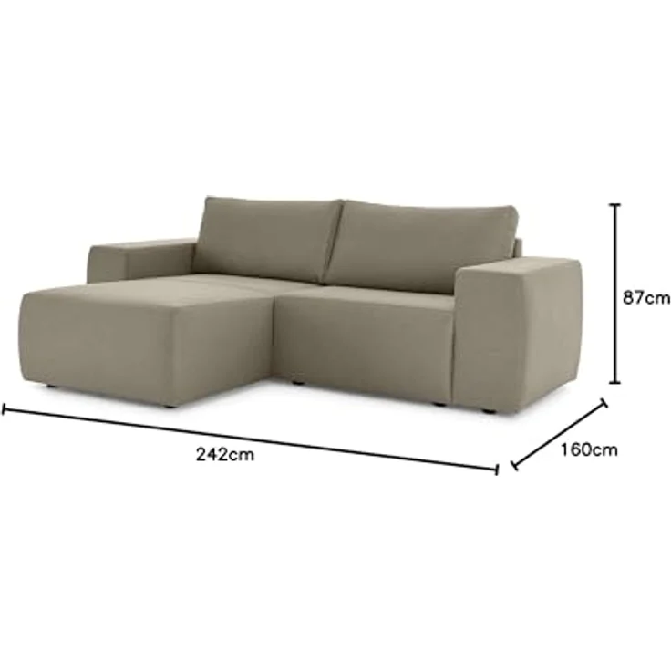 LOOKS by Wolfgang Joop Looks II Designer Ecksofa, Eckcouch, beidseitig montierbar, Polstersofa, Schlamm, 242 x 160 x 70 cm – Bild 4