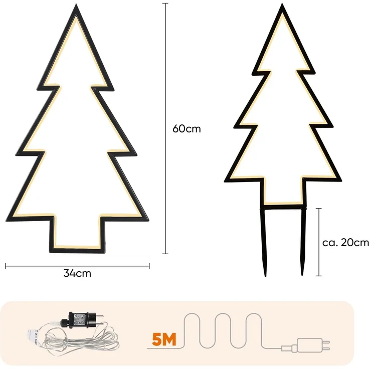 SALCAR XXL 3D LED Gartenstecker Tannenbaum 60cm – Bild 2