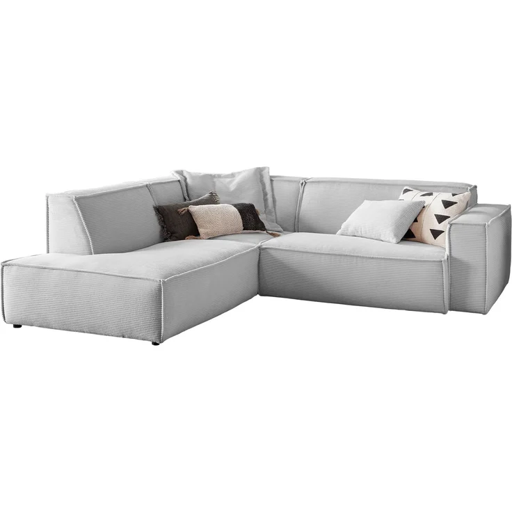 KAWOLA Sofa SAMU Ecksofa Cord hellgrau Recamiere links 72 x 224 x 254 cm – Bild 3