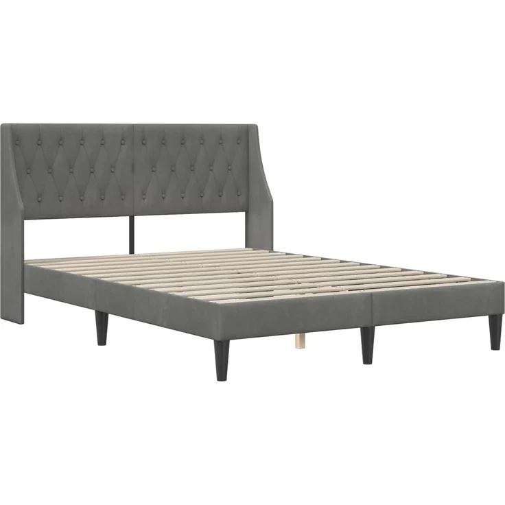 vidaXL Bettrahmen mit Kopfteil Dunkelgrau 137 x 190 cm Samt 42027463 – Bild 3